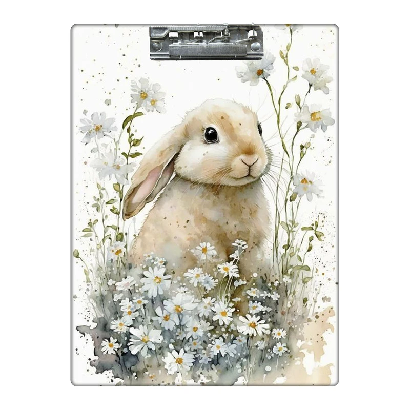 تخته شاسی طرح خرگوش و گل های بابونه کد  9306229 سایز A4