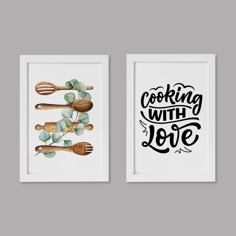 تابلو خندالو مدل دکوراتیو آشپزی کد M33 مجموعه 2 عددی