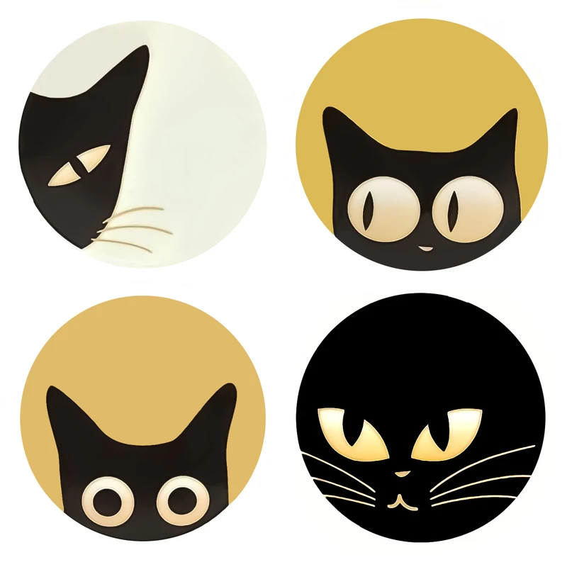 بشقاب دیوارکوب سفالی طرح گربه مجموعه 4 عددی 