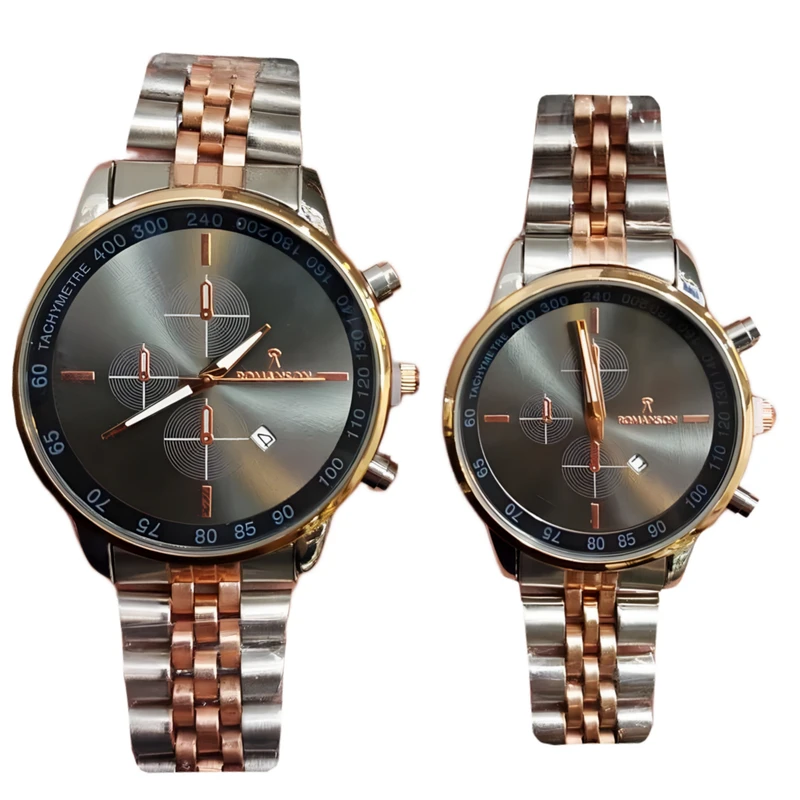 ست ساعت مچی عقربه ای زنانه و مردانه مدل تک موتوره تقویم دار