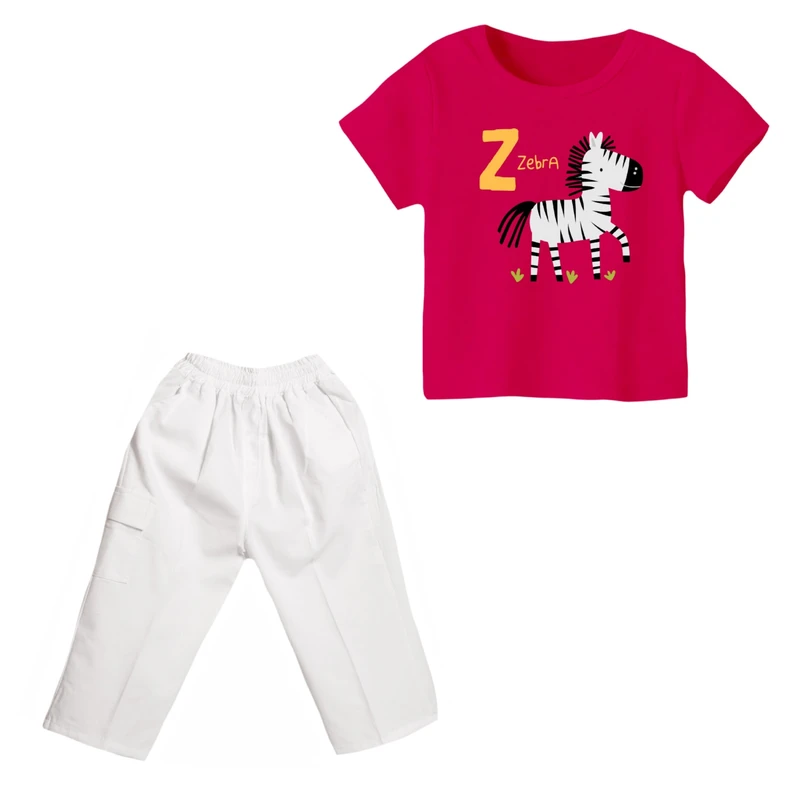 ست تی شرت و شلوارک دخترانه مدل گورخر کد ۱۱