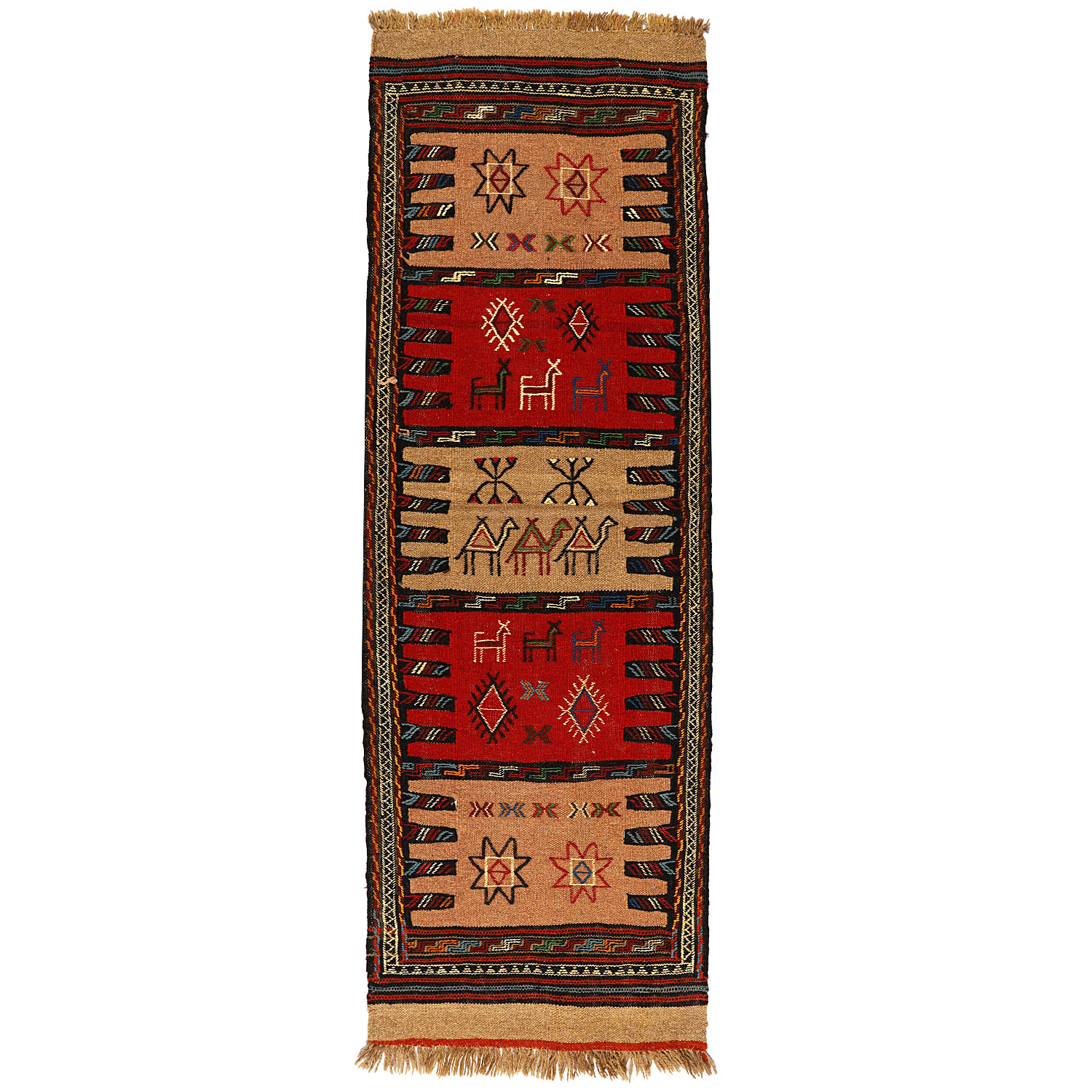 گلیم دستبافت کناره طول دو متر کد 140245