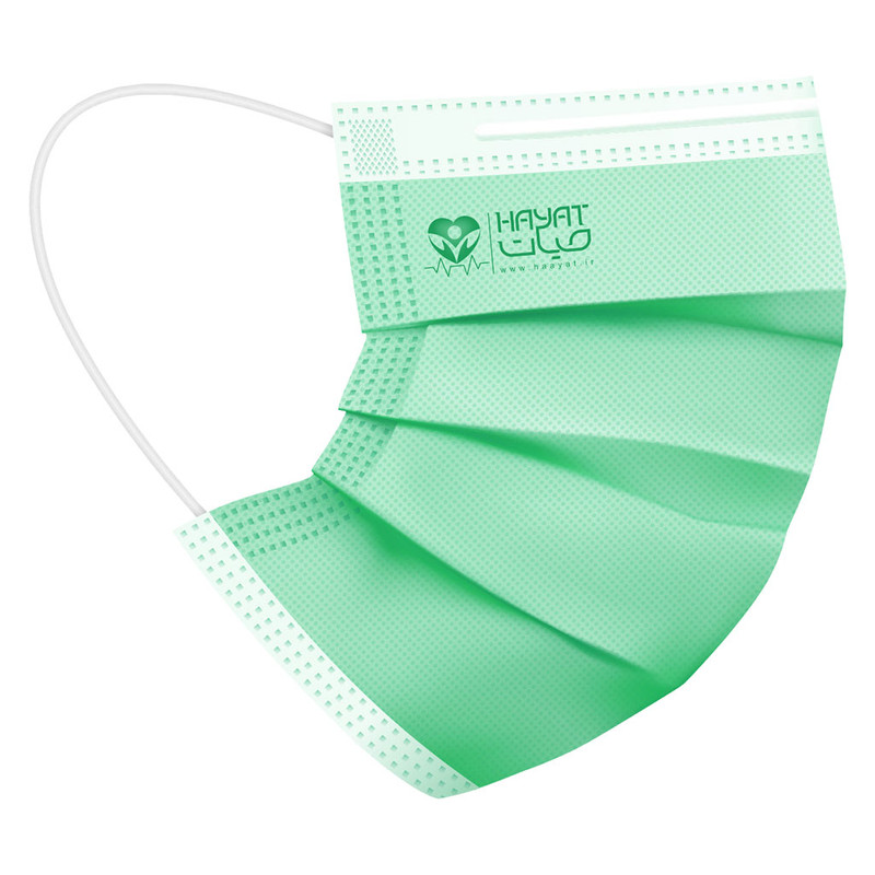 ماسک تنفسی حیات پوشش پاک مدل سه لایه بسته 50 عددی