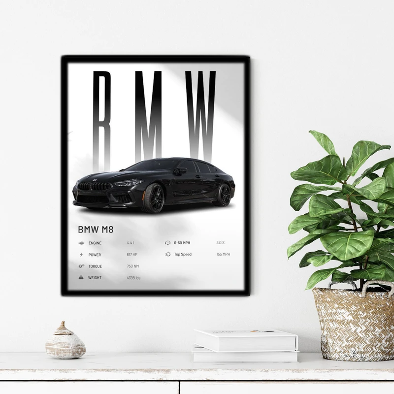 تابلو آتریسا طرح ماشین BMW مدل ATC111 فریم مشکی
