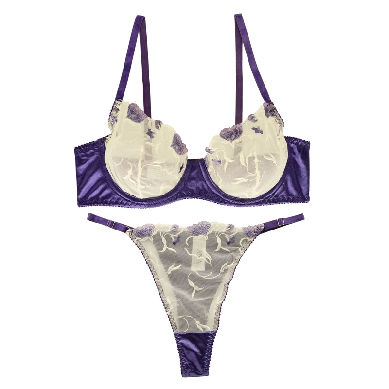 ست سوتین و شورت توری زنانه ژینا کد 1009