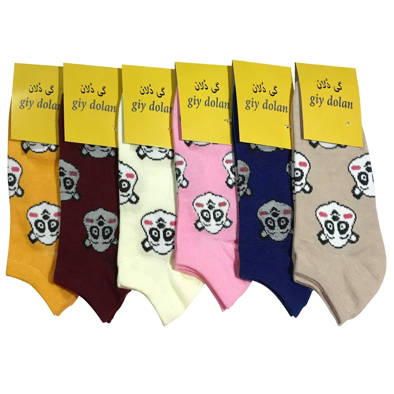 جوراب زنانه گی دُلان طرح پاندا کد 1400 مجموعه 6 عددی 