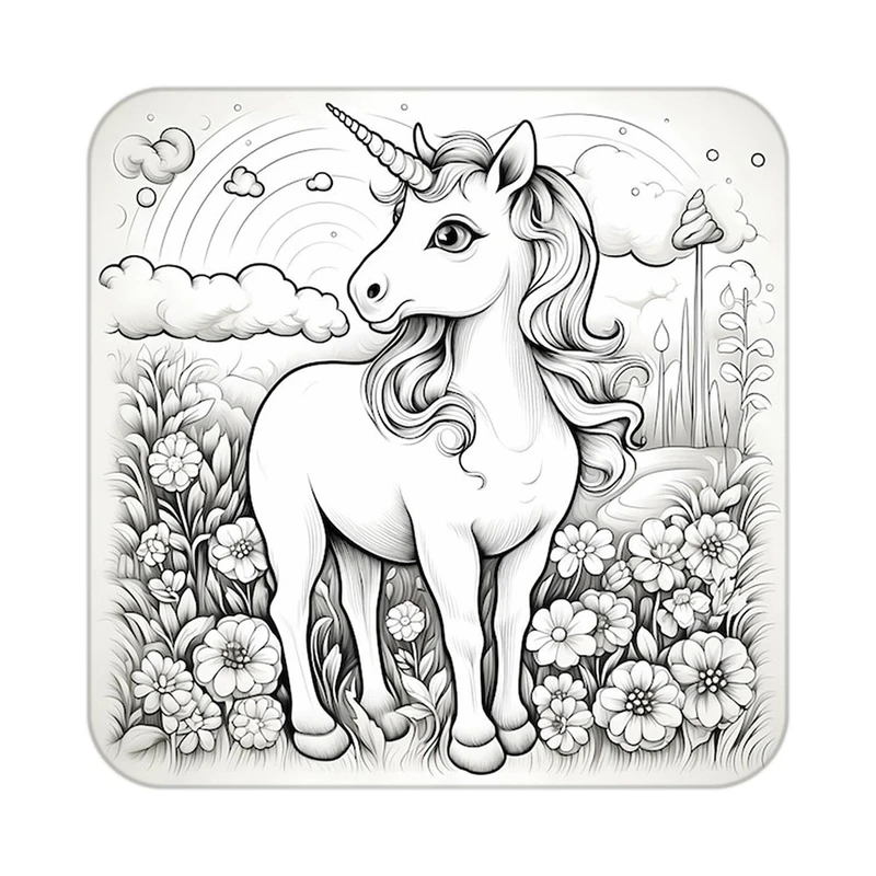 زیر لیوانی کاکتی طرح اسب تک شاخ و یونیکورن مدل mp29486