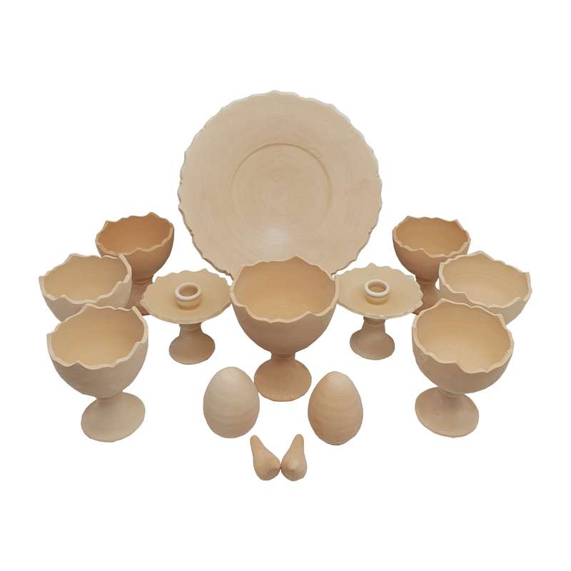 ست 14 تکه هفت سین سفالی خام مدل کمانی کد H1020