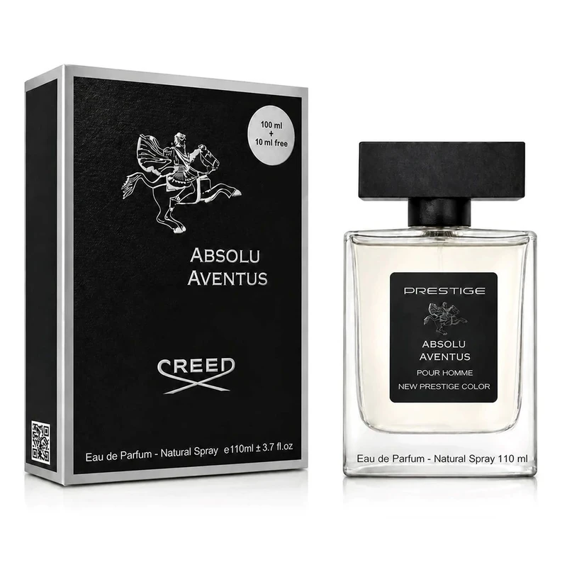 ادوپرفیوم مردانه نیو پرستیژ کالر مدل ABSOLU AVENTUS با رایحه چوبی و خنک حجم 110 میلی لیتر