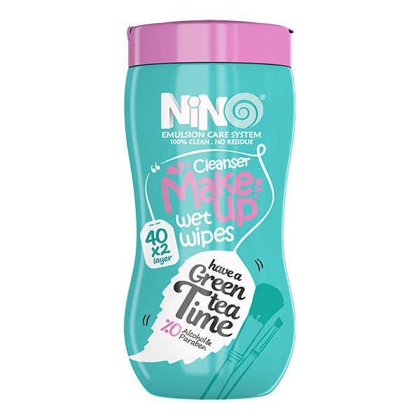 دستمال مرطوب پاک کننده آرایش نینو مدل green tea بسته 40 عددی به همراه دستمال مرطوب پاک کننده آرایش نینو مدل eye بسته 45 عددی