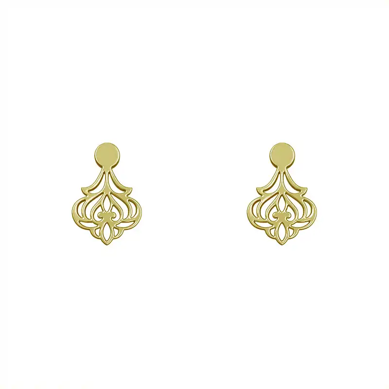 گوشواره طلا 18 عیار زنانه مدوپد مدل اسلیمی کد GA1-15291