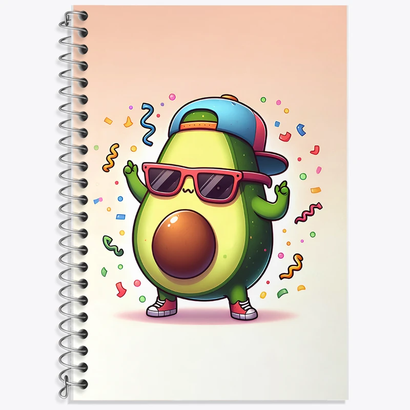 دفتر زبان 50 برگ خندالو مدل دو خط طرح آووکادوی خوشحال کد F7969