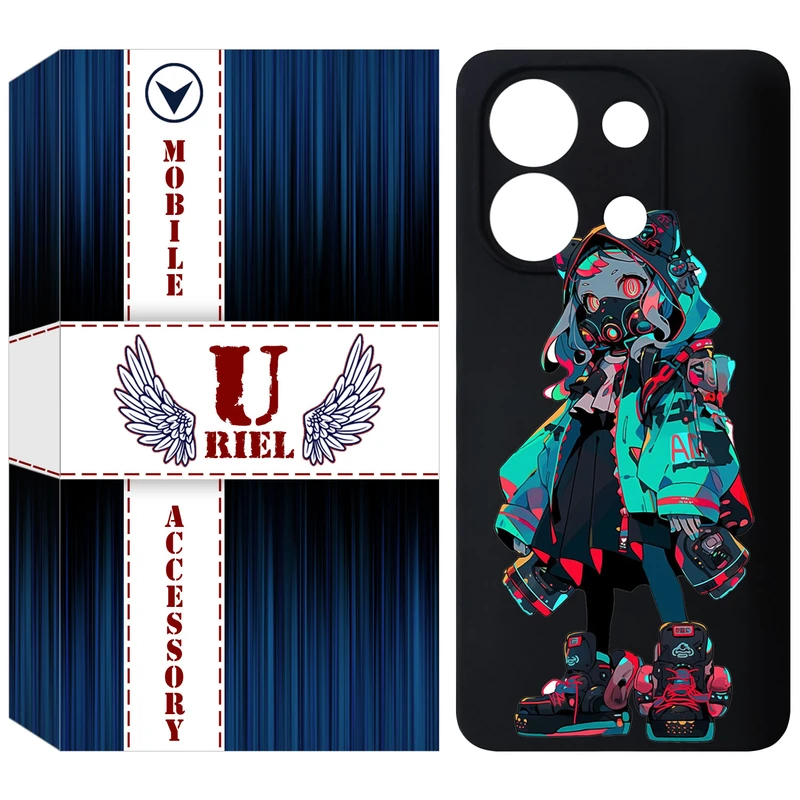 کاور یوریل قاب مدل KSH کد 58 طرح دخترگربه ای مناسب برای گوشی موبایل شیائومی Redmi Note 13 4G