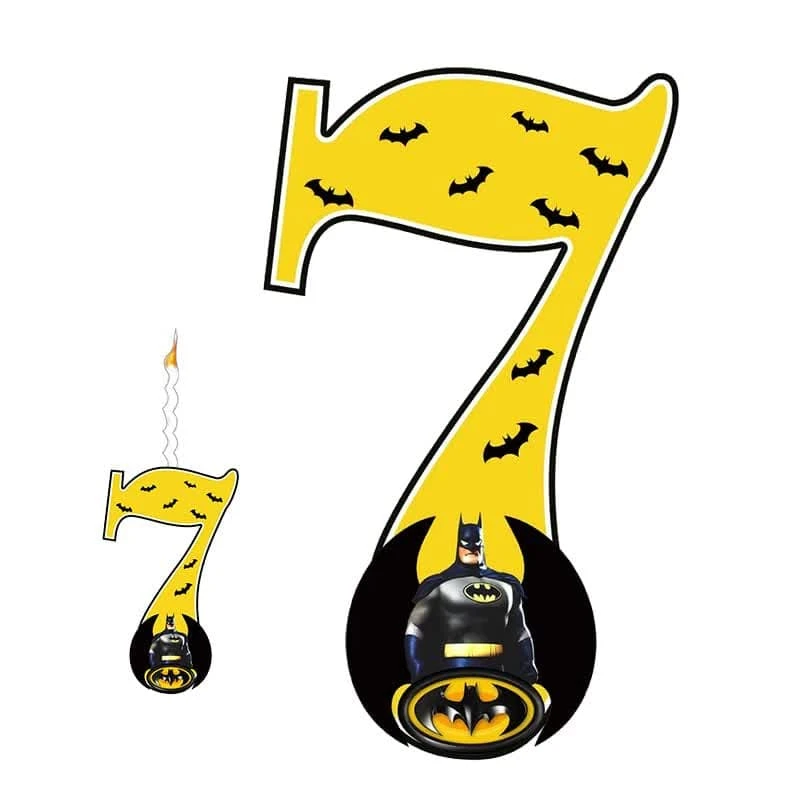 استند رومیزی تولد مدل عدد 7 طرح بتمن به همراه شمع مجموعه دو عددی