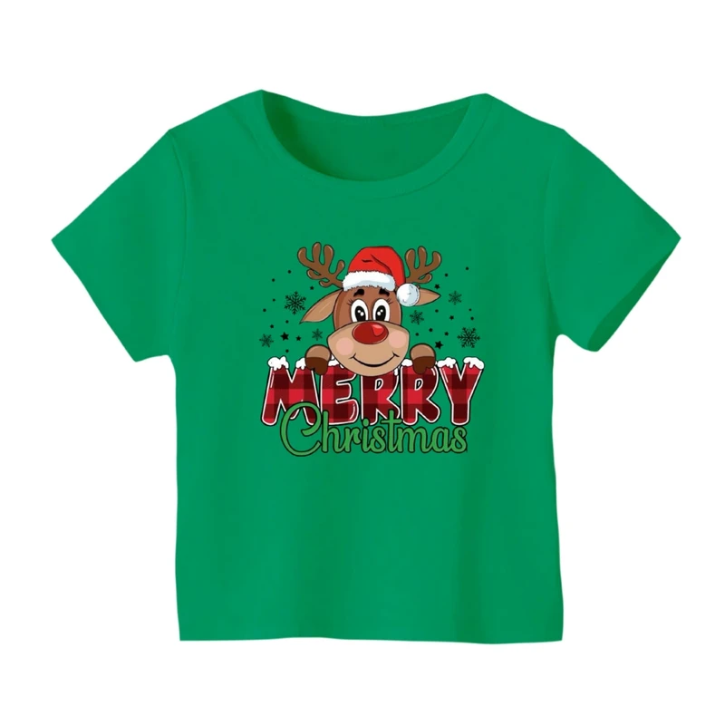 تی شرت آستین کوتاه بچگانه مدل گوزن کریسمس کد 24