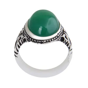 انگشتر نقره مردانه بازرگانی میلادی مدل سنگ عقیق کد AM_2568