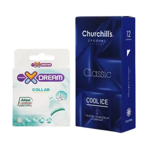 کاندوم چرچیلز مدل Cool Ice بسته 12 عددی به همراه کاندوم ایکس دریم مدل Collar