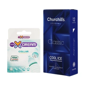 کاندوم چرچیلز مدل Cool Ice بسته 12 عددی به همراه کاندوم ایکس دریم مدل Collar
