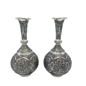 گلدان مسی قلمزنی مدل کمر باریک کد 56 بسته 2 عددی