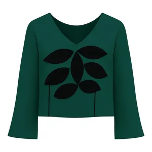 بلوز آستین بلند یقه هفت زنانه مدل ٢٠٦٨