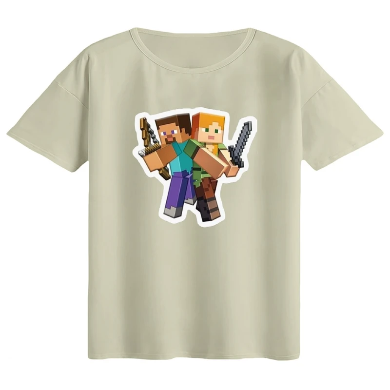 تی‌شرت اورسایز آستین کوتاه زنانه مدل باکسی طرح ماینکرفت کد۱۲