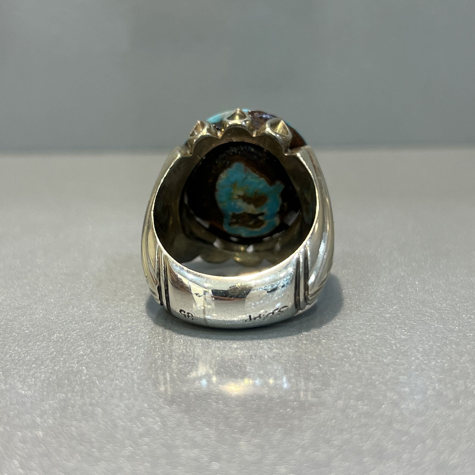 انگشتر نقره مردانه مدل اسپرت نگین فیروزه نیشابوری - - 4