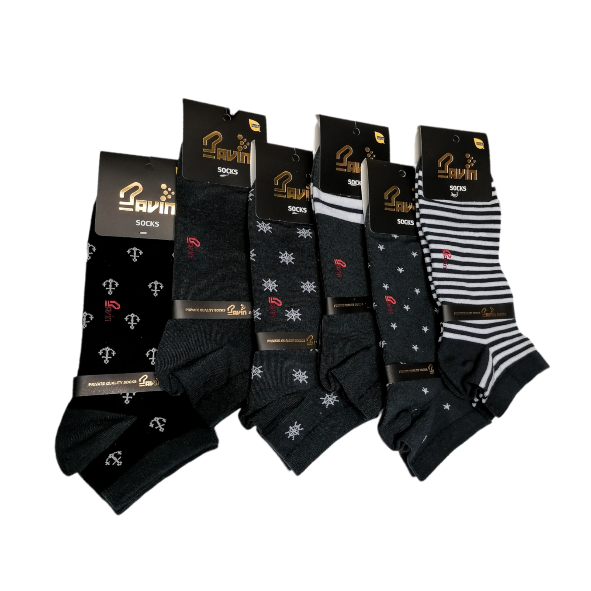 جوراب ساق کوتاه مردانه پاوین مدل ملوانی بسته 6 عددی