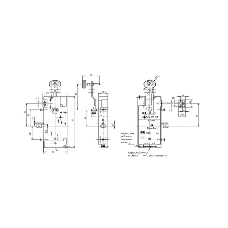قفل درب آسانسور جان لیفت مدل 01 سمت راست