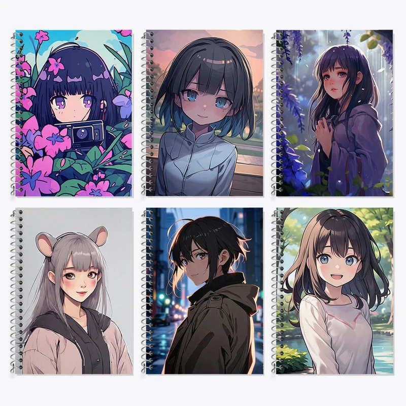 دفتر زبان 50 برگ خندالو مدل دو خط طرح دخترانه کد 9 مجموعه 6 عددی