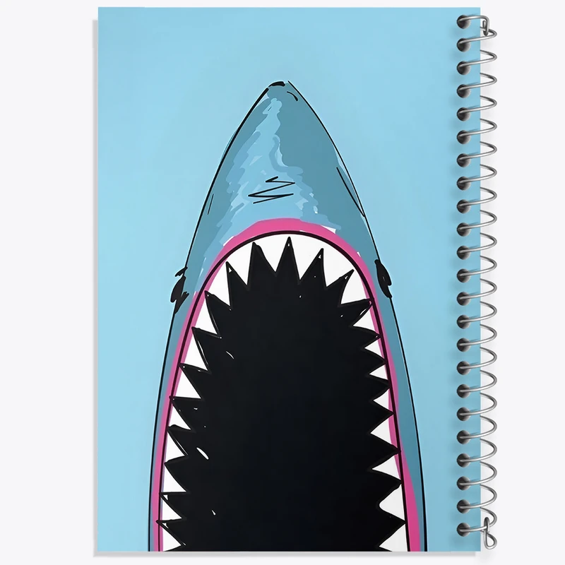 دفتر ژورنال نویسی 50 برگ خندالو مدل نقطه ای طرح کوسه ی دهن باز کد F8301