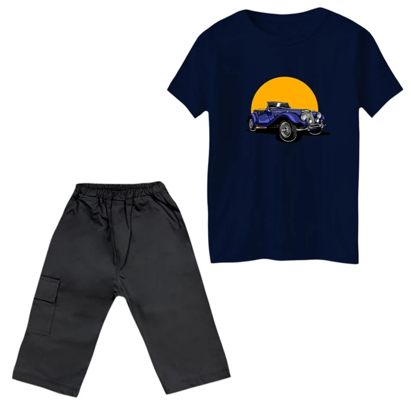 ست تی‌شرت و شلوارک پسرانه مدل ماشین