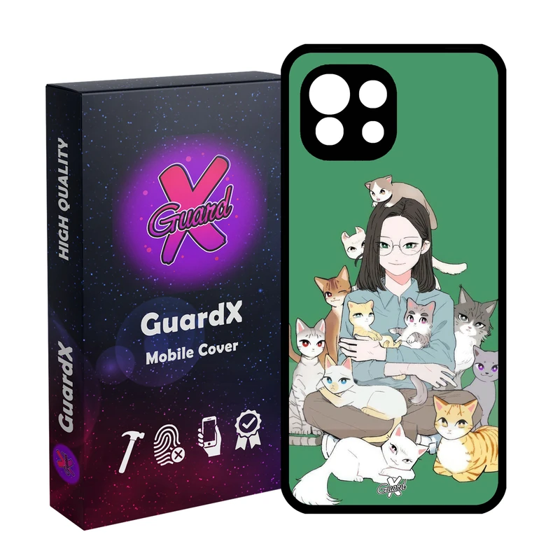 کاور گارد ایکس طرح زن و گربه مدل Glass10676 مناسب برای گوشی موبایل شیائومی  MI 11 Lite