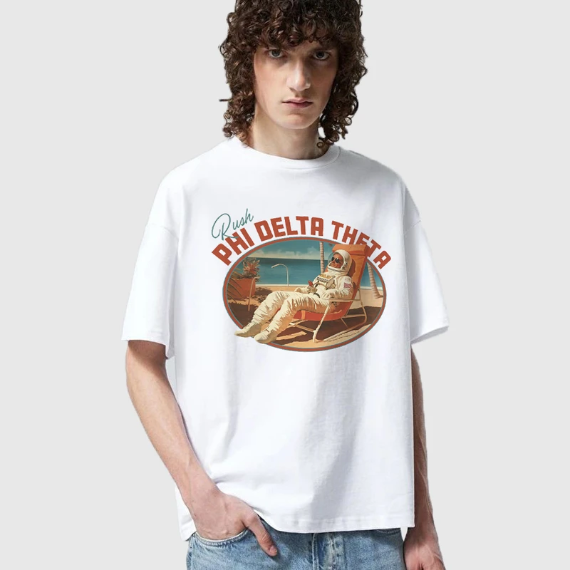 تی شرت آستین کوتاه مردانه مدل فضانورد لب ساحل استایل کژوال mo490