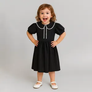 پیراهن آستین کوتاه یقه ب ب دخترانه مدل پفی