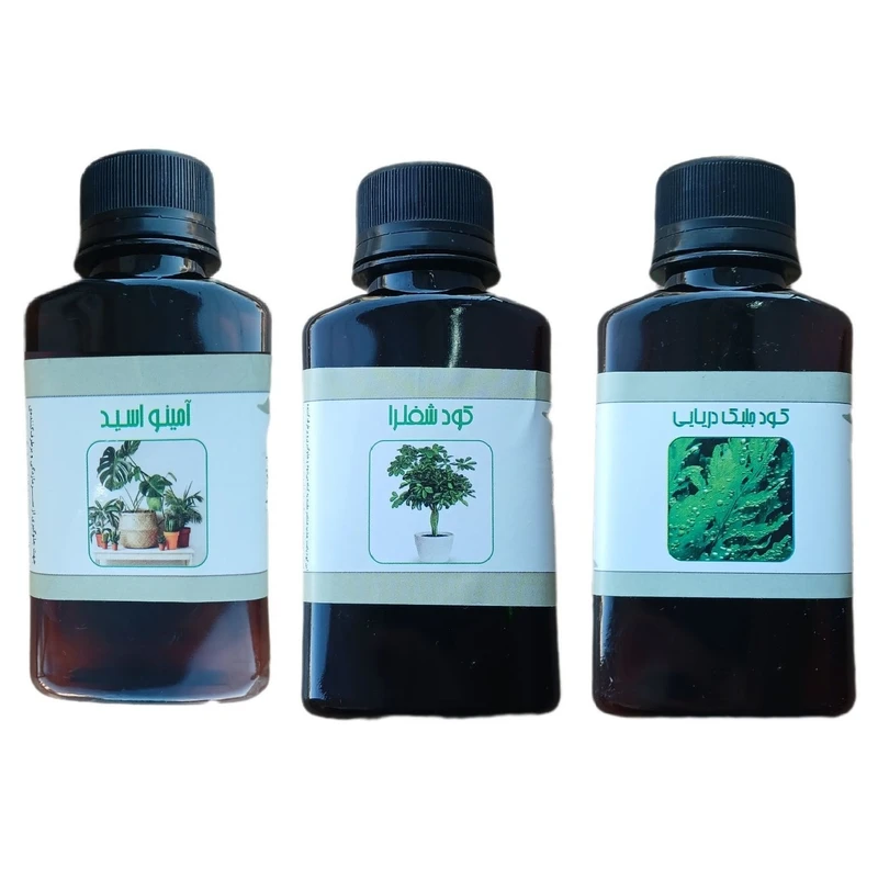 کود مایع امینو اسید و جلبک دریایی و کود شفلرا مدل life drop حجم 110 میلی لیتر بسته 3 عددی