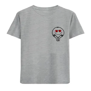 تی شرت آستین کوتاه دخترانه مدل آدمک چشم قلبی D64