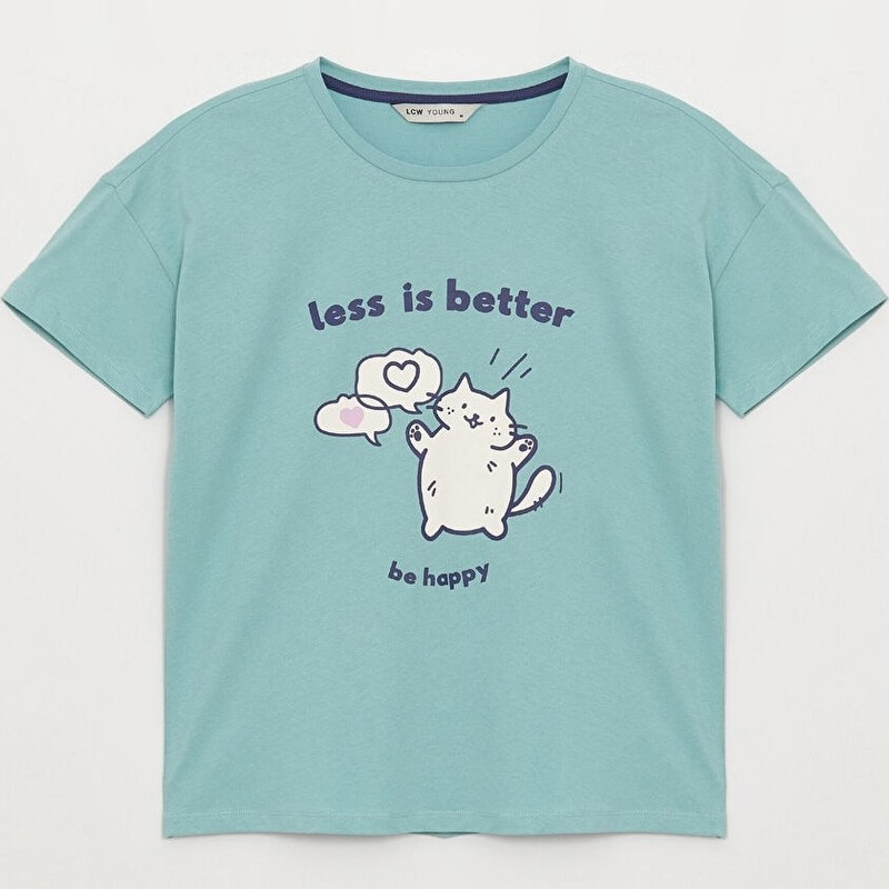 ست تی شرت آستین کوتاه و شلوار زنانه ال سی وایکیکی مدل LOVE STORY