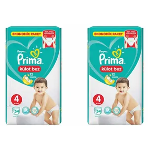 پوشک پریما مدل شورتی Kulot bez سایز 4 بسته 54 عددی مجموعه 2 عددی