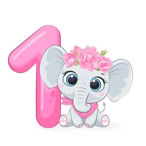 استند تولد طرح بچه فیل دخترانه عدد یک 1 کد 118