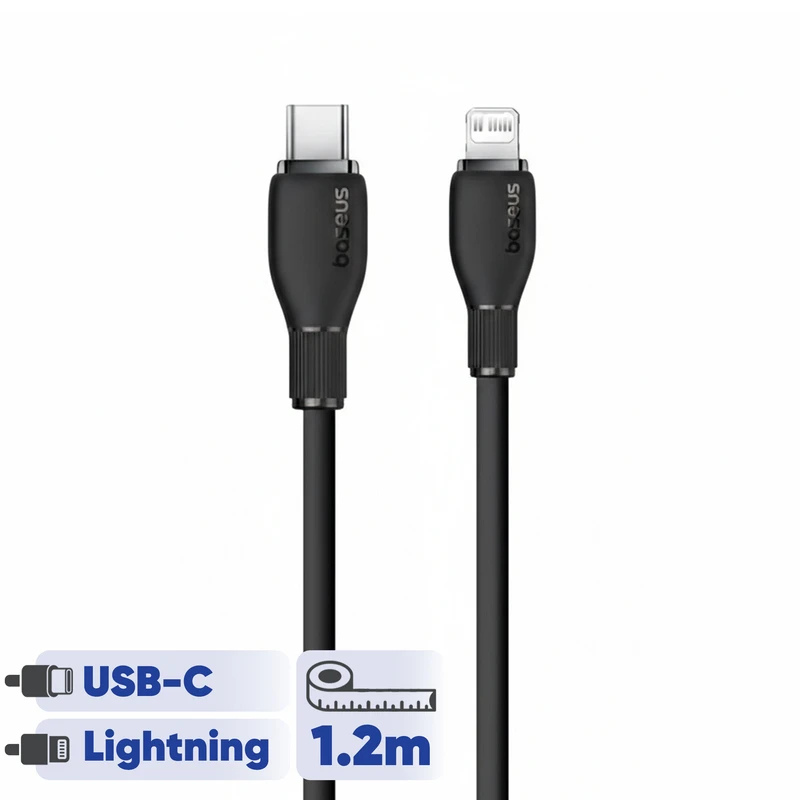 کابل تبدیل USB-C به لایتنینگ بیسوس مدل Pudding Series Gentle 20W طول 120 سانتی متر