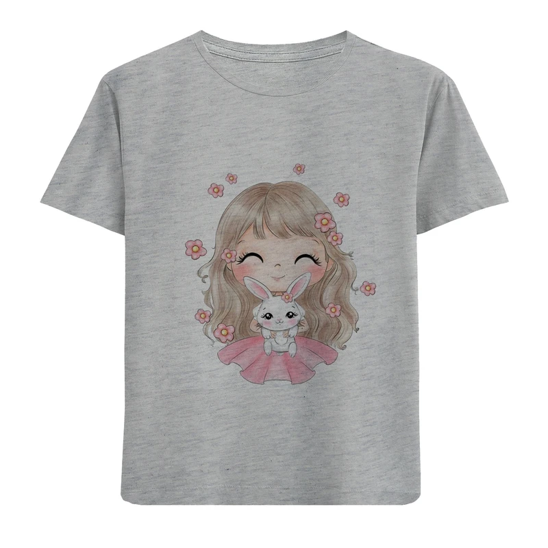 تی شرت آستین کوتاه دخترانه مدل عروسک D251