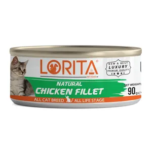  کنسرو غذای گربه لوریتا مدل NATURAL CHICKEN FILLET وزن 90 گرم 