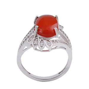 انگشتر نقره زنانه بازرگانی میلادی مدل عقیق آبکاری رادیوم نگین بدون ریزش کد AWR_1445