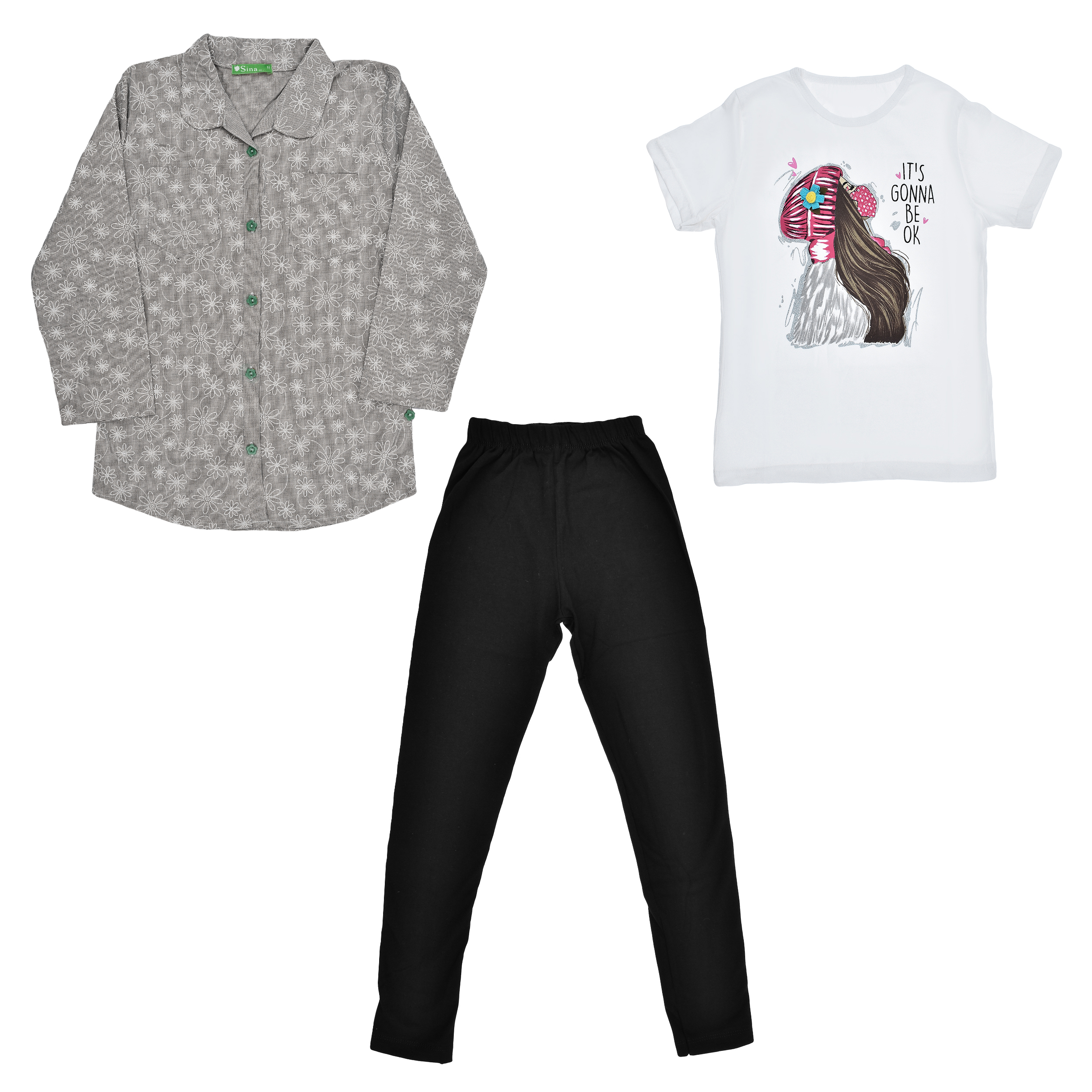 ست 3 تکه لباس دخترانه مدل PSH3-T