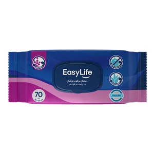دستمال مرطوب ایزی لایف مدل لوندر بسته 70 عددی