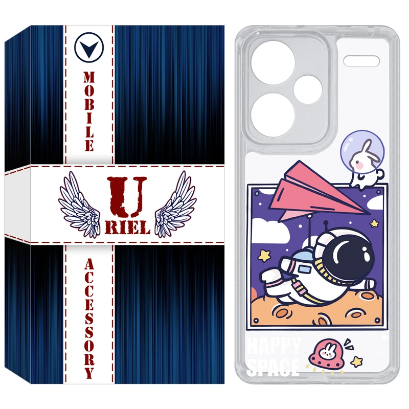 کاور یوریل مدل Clear کد 22 طرح فضانورد مناسب برای گوشی موبایل شیائومی Redmi Note 13 Pro Plus