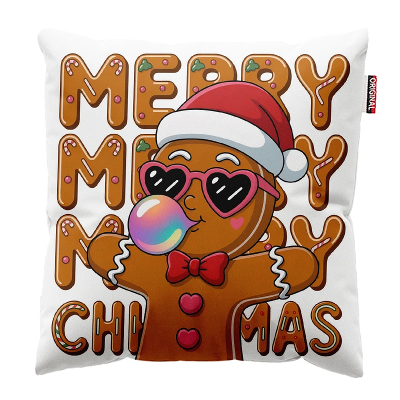 کوسن پاد آفرین مدل کریسمس طرح کوکی بیسکویتی کد PK402437 سایز 40*40 سانتی متر