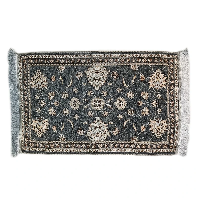 روفرشی مدل مخمل ابریشم طرح فرش زمینه طوسی