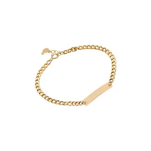 دستبند زنجیری طلا 18 عیار بچگانه الی گالری مدل پلاک و کارتیه 80