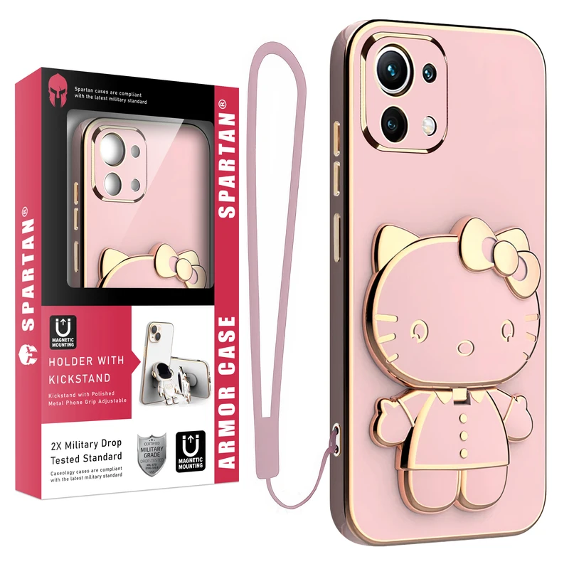 کاور اسپارتان مدل Kitty مناسب برای گوشی موبایل شیائومی Mi 11 Lite / Mi 11 Lite NE / Mi 11 Lite 5G به همراه بند نگهدارنده
